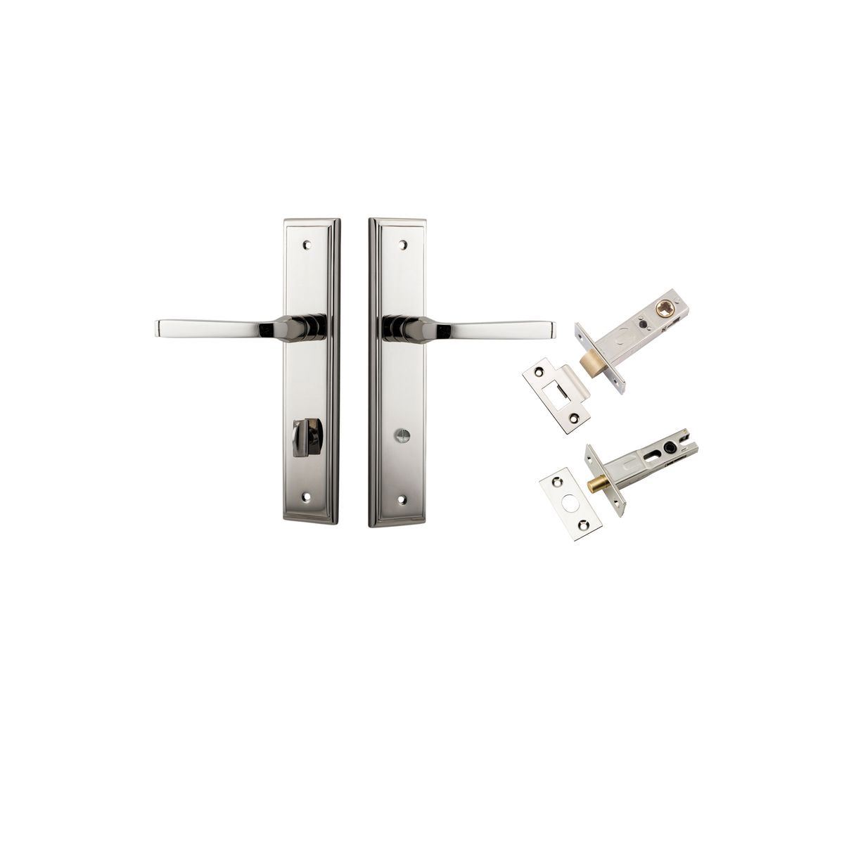 Iver Annecy Door Lever Shouldered Latch Pair, Passage Kit, Privacy Kit , Entrance Kit with High Security Lock -Polished Nickel