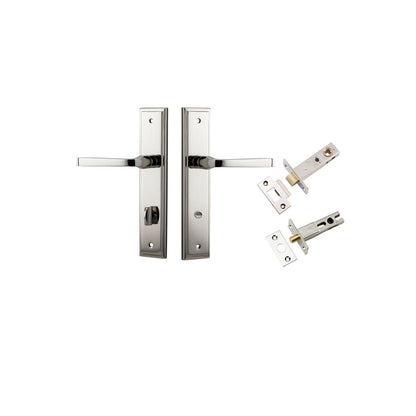 Iver Annecy Door Lever Shouldered Latch Pair, Passage Kit, Privacy Kit , Entrance Kit with High Security Lock -Polished Nickel