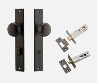 Iver Cambridge Door Knob 10822 Rectangular Backplate Signature Brass - Passage ,Privacy & Entrance