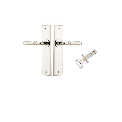Iver Sarlat  Door Lever Chamfered Latch Pair, Passage Kit, Privacy Kit , Entrance Kit with High Security Lock -Polished Nickel