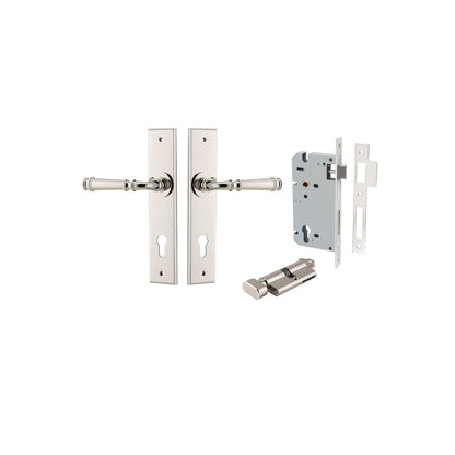 Iver Verona Door Lever Chamfered Latch Pair, Passage Kit, Privacy Kit , Entrance Kit with High Security Lock -Polished Nickel