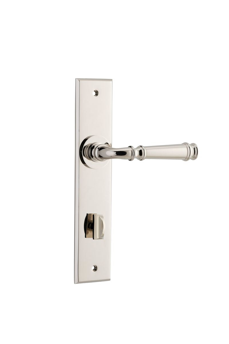 Iver Verona Door Lever Chamfered Latch Pair, Passage Kit, Privacy Kit , Entrance Kit with High Security Lock -Polished Nickel