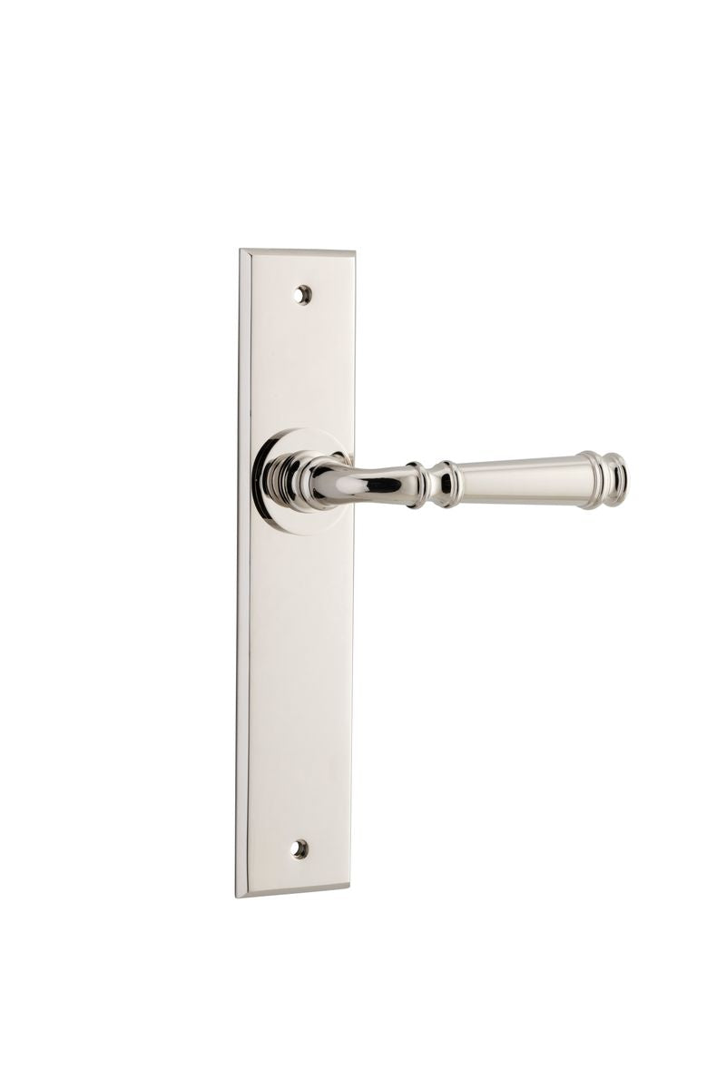 Iver Verona Door Lever Chamfered Latch Pair, Passage Kit, Privacy Kit , Entrance Kit with High Security Lock -Polished Nickel