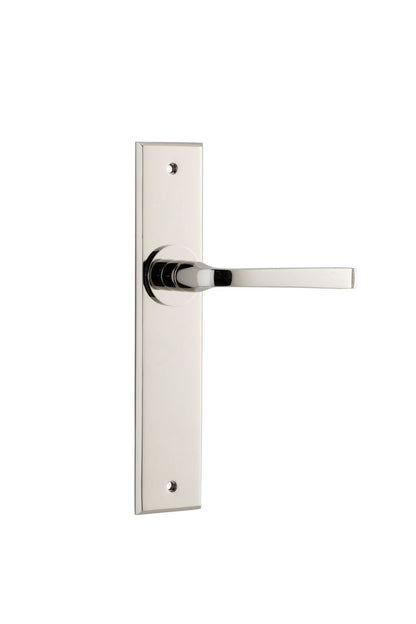 Iver Annecy Door Lever Chamfered Latch Pair, Passage Kit, Privacy Kit , Entrance Kit with High Security Lock -Polished Nickel