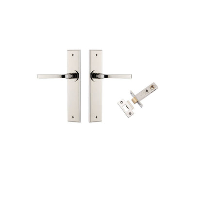 Iver Annecy Door Lever Chamfered Latch Pair, Passage Kit, Privacy Kit , Entrance Kit with High Security Lock -Polished Nickel