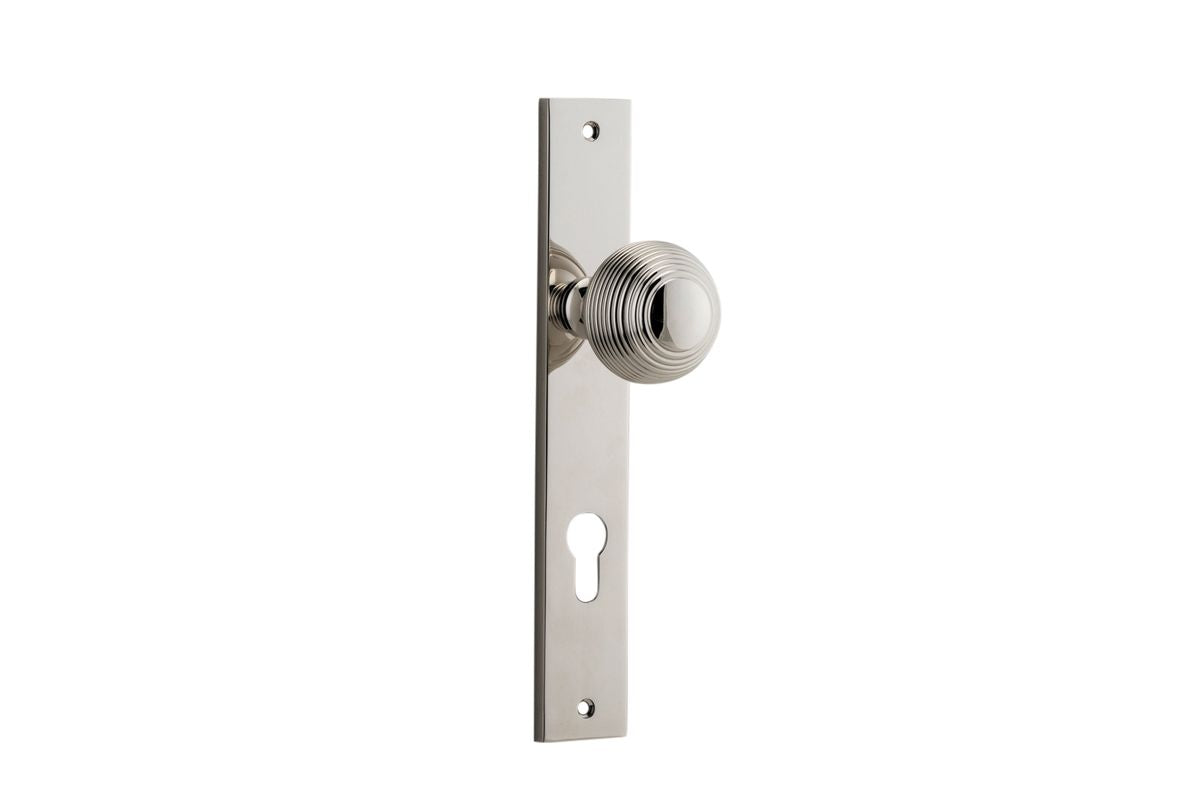 Iver Guildford Door Knob Rectangular Latch Pair, Passage Kit, Privacy Kit , Entrance Kit with High Security Lock - Polished Nickel
