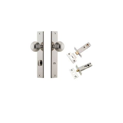 Iver Guildford Door Knob Rectangular Latch Pair, Passage Kit, Privacy Kit , Entrance Kit with High Security Lock - Polished Nickel
