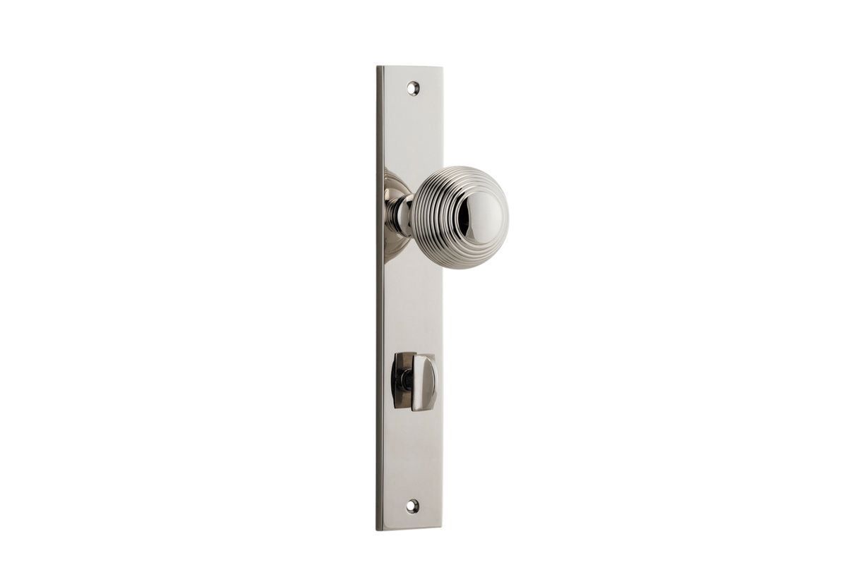 Iver Guildford Door Knob Rectangular Latch Pair, Passage Kit, Privacy Kit , Entrance Kit with High Security Lock - Polished Nickel