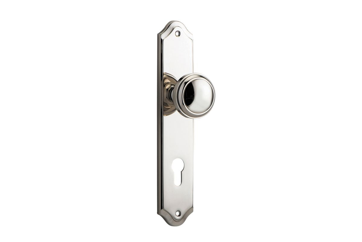 Iver Paddington  Door Knob Shouldered Latch Pair, Passage Kit, Privacy Kit , Entrance Kit with High Security Lock - Polished Nickel