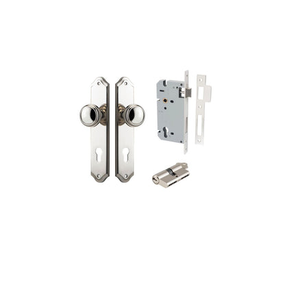 Iver Paddington  Door Knob Shouldered Latch Pair, Passage Kit, Privacy Kit , Entrance Kit with High Security Lock - Polished Nickel