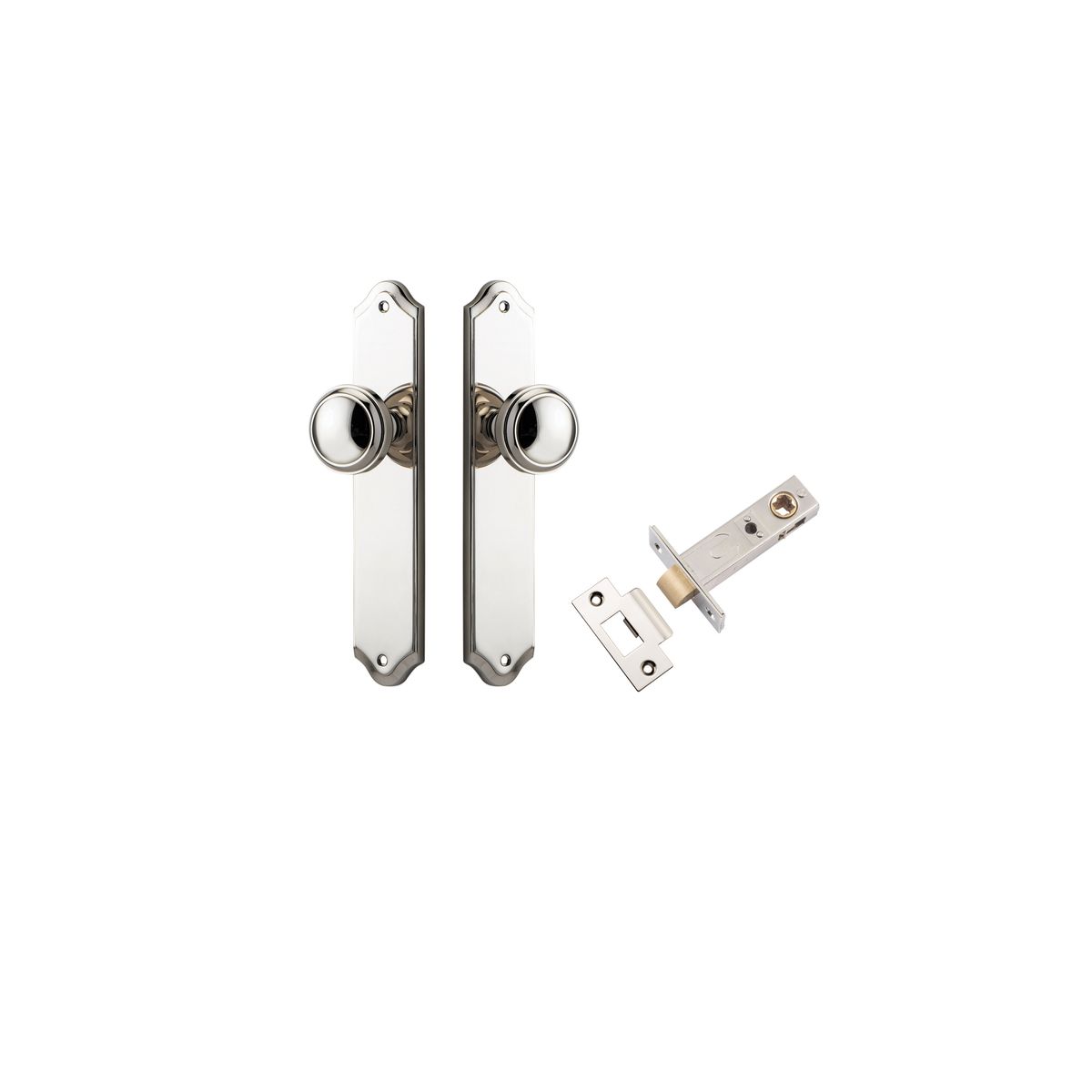 Iver Paddington  Door Knob Shouldered Latch Pair, Passage Kit, Privacy Kit , Entrance Kit with High Security Lock - Polished Nickel