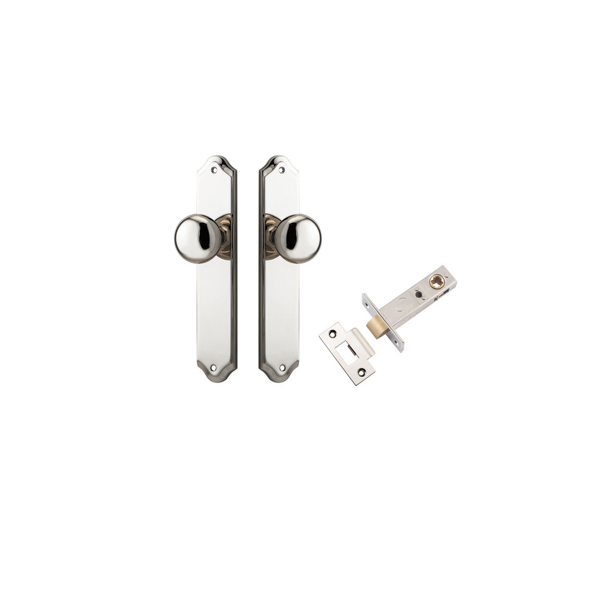Iver Cambridge Door Knob Shouldered Latch Pair, Passage Kit, Privacy Kit , Entrance Kit with High Security Lock - Polished Nickel