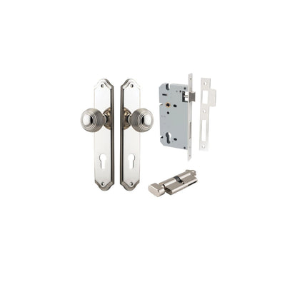Iver Guildford Door Knob Shouldered Latch Pair, Passage Kit, Privacy Kit , Entrance Kit with High Security Lock -Polished Nickel