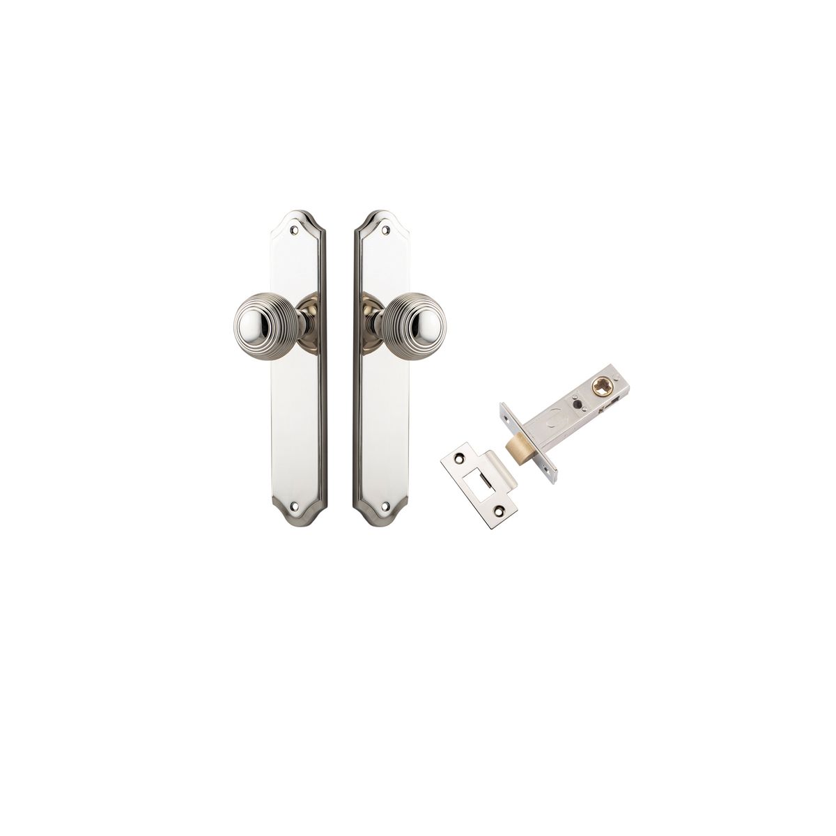 Iver Guildford Door Knob Shouldered Latch Pair, Passage Kit, Privacy Kit , Entrance Kit with High Security Lock -Polished Nickel