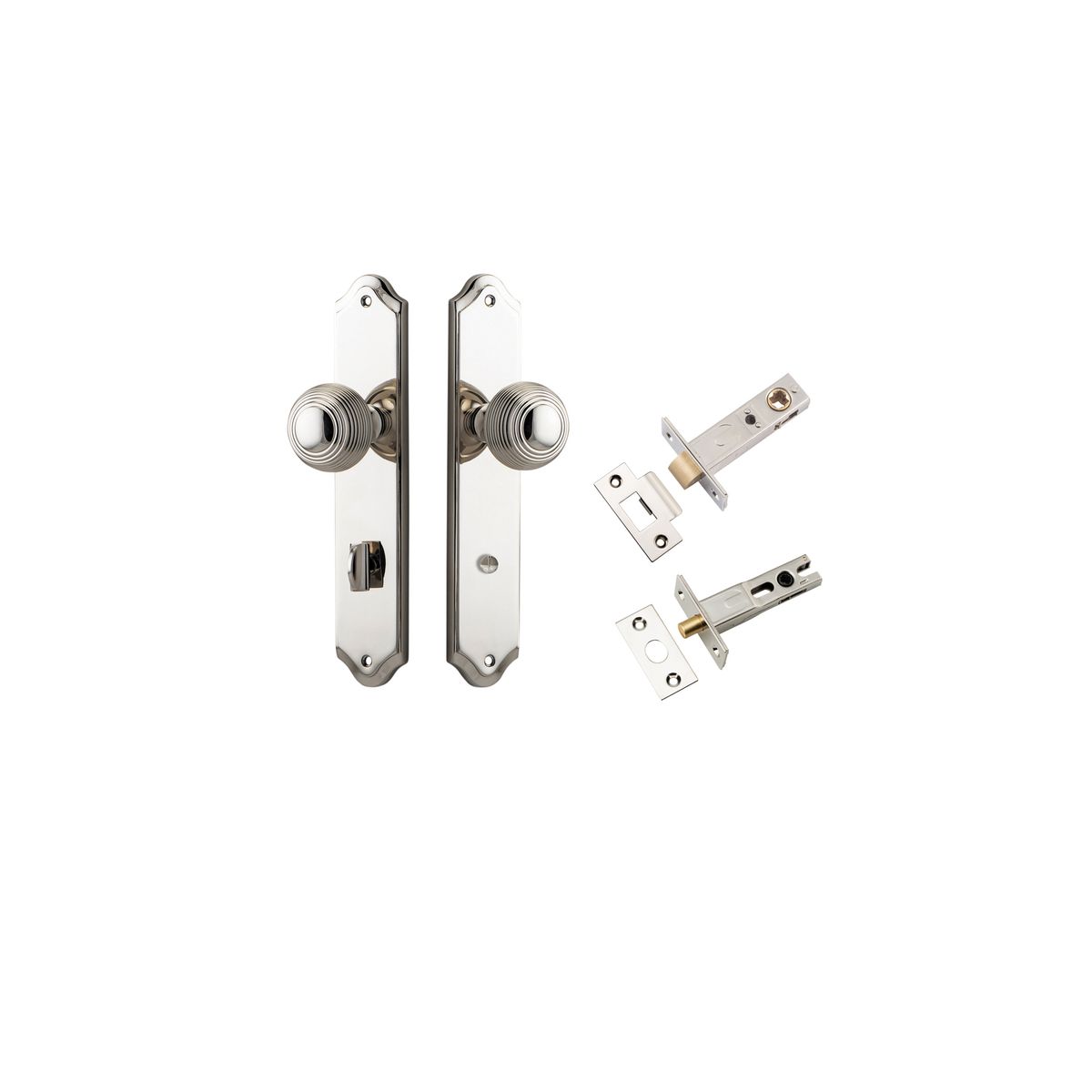 Iver Guildford Door Knob Shouldered Latch Pair, Passage Kit, Privacy Kit , Entrance Kit with High Security Lock -Polished Nickel