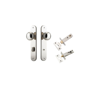Iver Paddington  Door Knob Oval Latch Pair, Passage Kit, Privacy Kit , Entrance Kit with High Security Lock - Polished Nickel