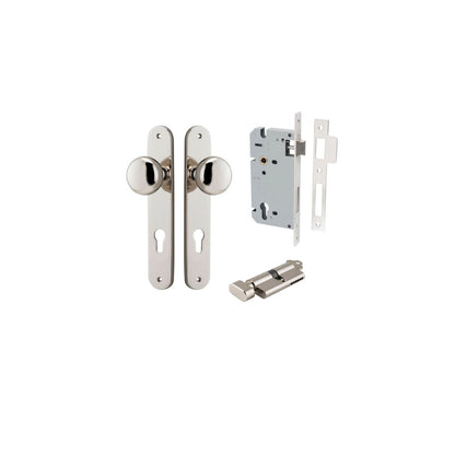 Iver Cambridge Door Knob Oval Concealed Fix Pair, Passage Kit, Privacy Kit , Entrance Kit with High Security Lock - Polished Nickel