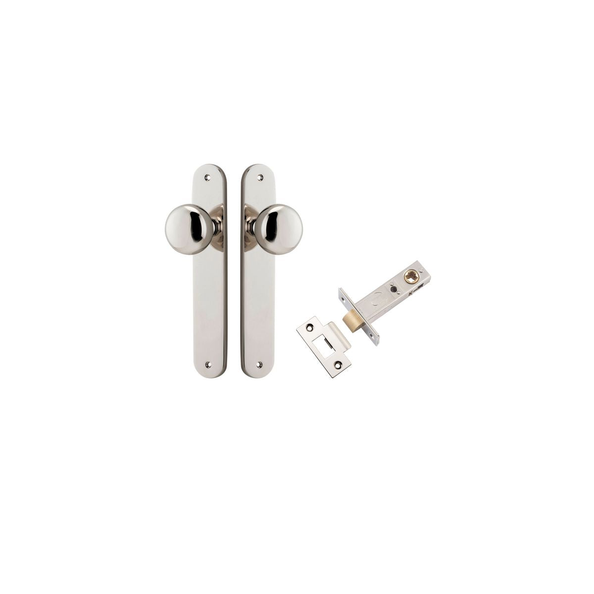 Iver Cambridge Door Knob Oval Concealed Fix Pair, Passage Kit, Privacy Kit , Entrance Kit with High Security Lock - Polished Nickel