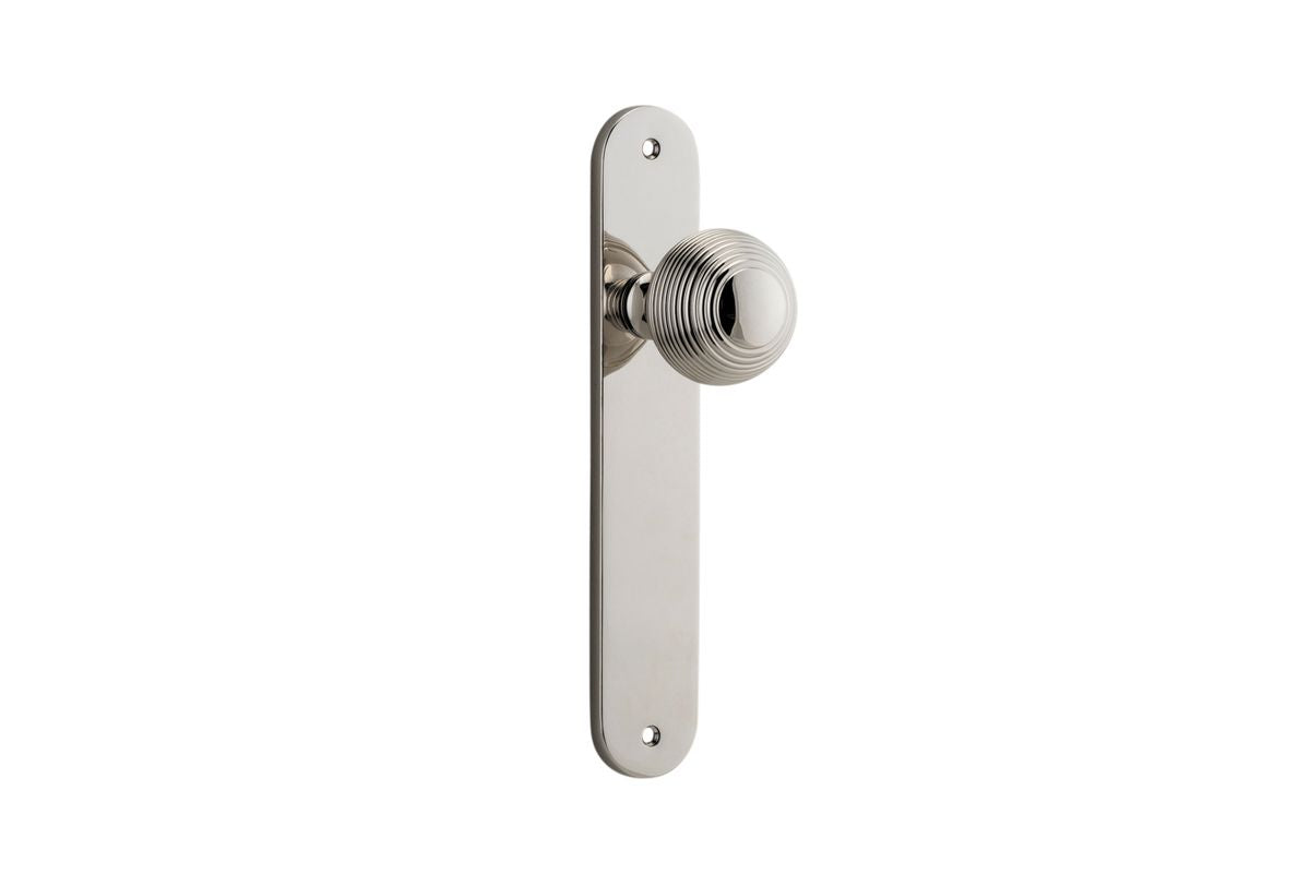 Iver Guildford Door Knob Oval Latch Pair, Passage Kit, Privacy Kit , Entrance Kit with High Security Lock -Polished Nickel