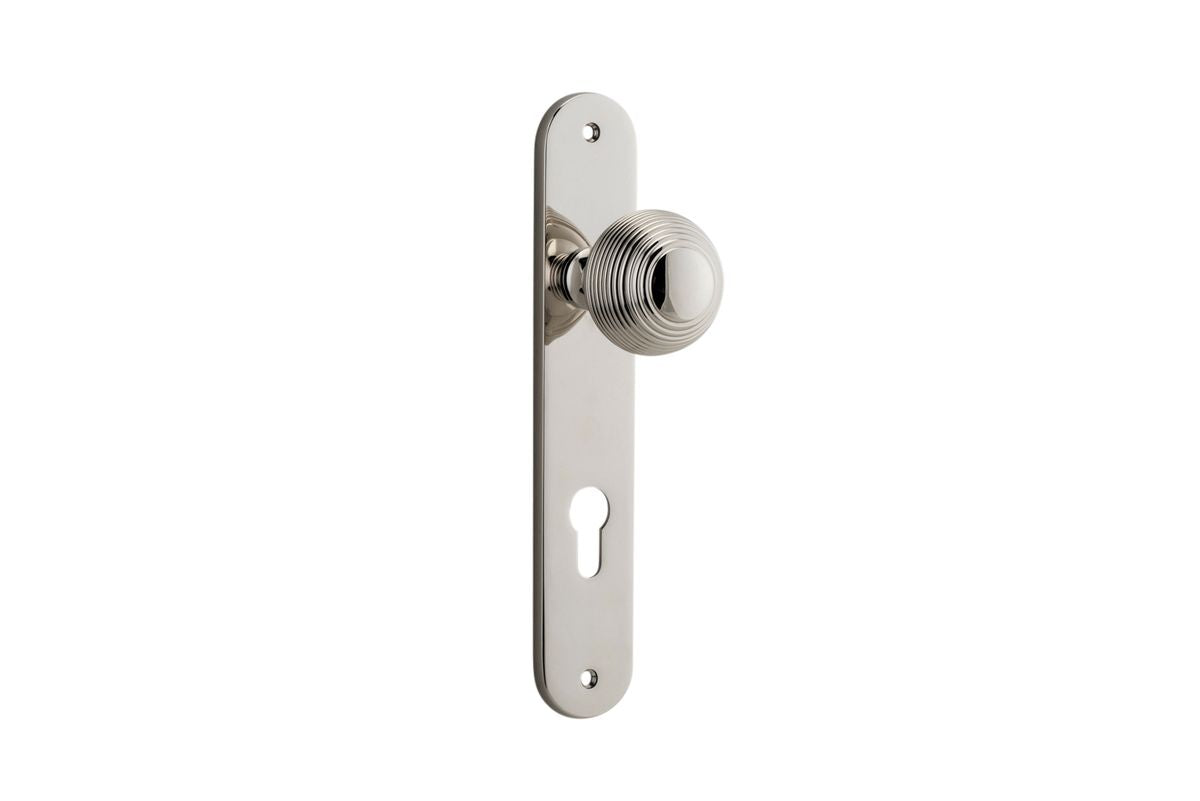 Iver Guildford Door Knob Oval Latch Pair, Passage Kit, Privacy Kit , Entrance Kit with High Security Lock -Polished Nickel
