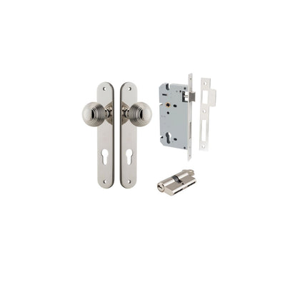 Iver Guildford Door Knob Oval Latch Pair, Passage Kit, Privacy Kit , Entrance Kit with High Security Lock -Polished Nickel