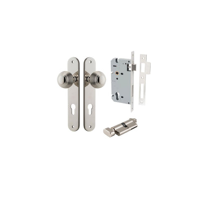 Iver Guildford Door Knob Oval Latch Pair, Passage Kit, Privacy Kit , Entrance Kit with High Security Lock -Polished Nickel