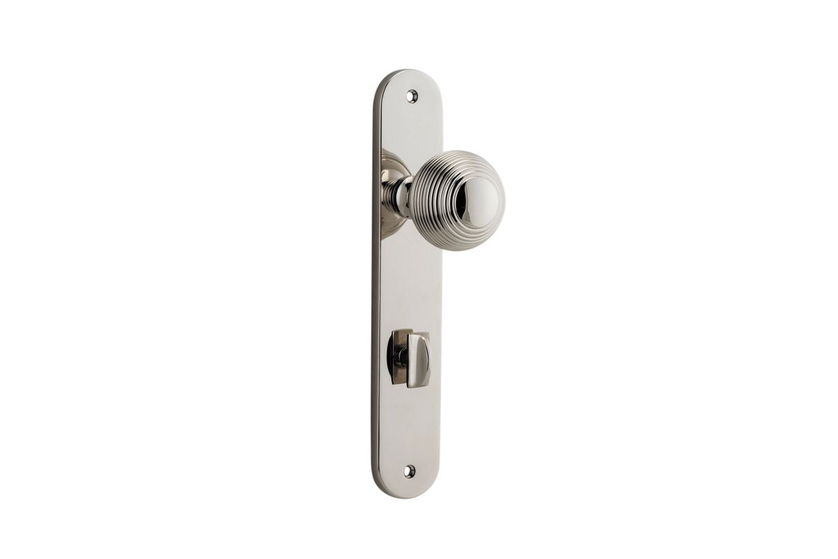 Iver Guildford Door Knob Oval Latch Pair, Passage Kit, Privacy Kit , Entrance Kit with High Security Lock -Polished Nickel