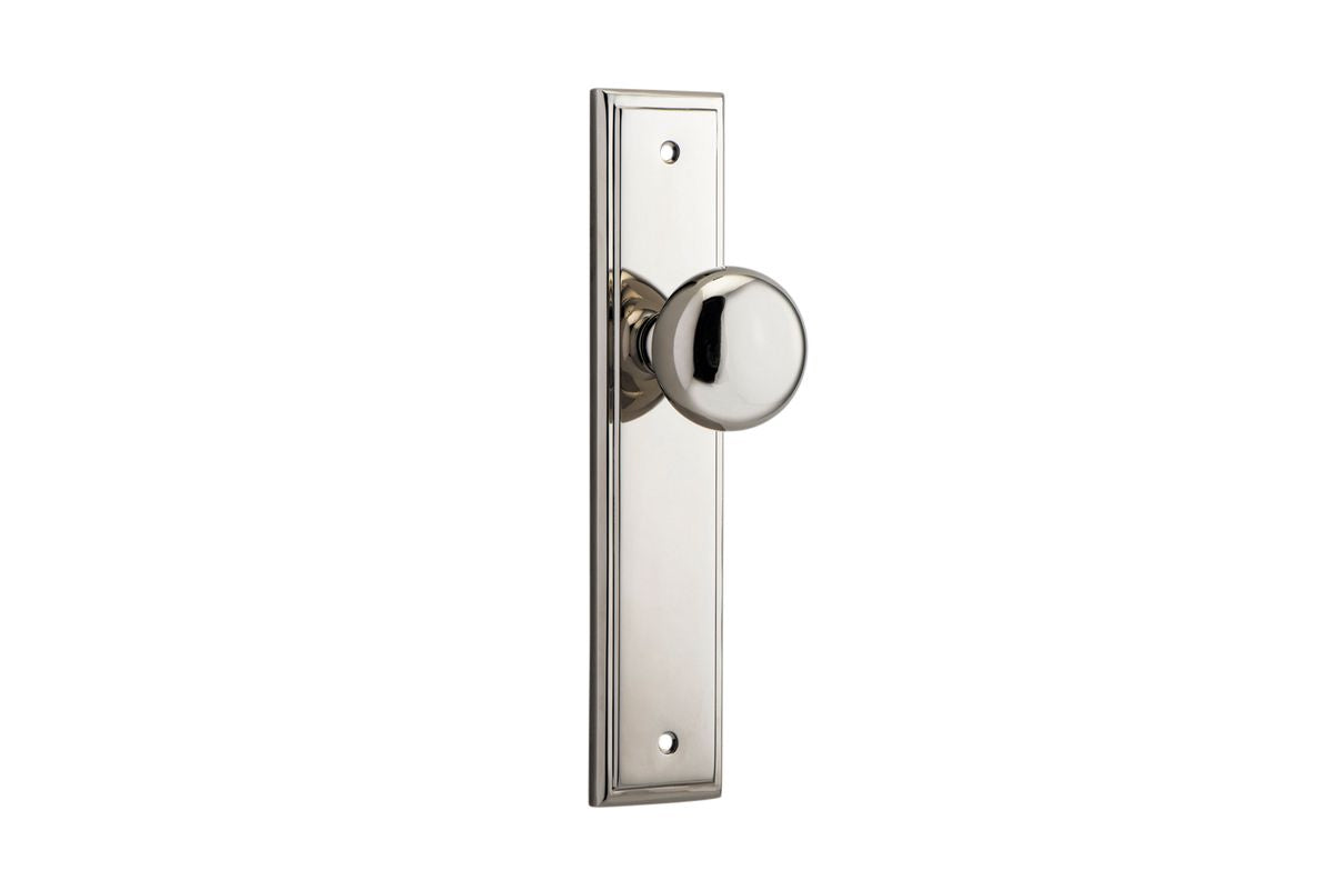 Iver Cambridge Door Knob Stepped Latch Pair, Passage Kit, Privacy Kit , Entrance Kit with High Security Lock - Polished Nickel