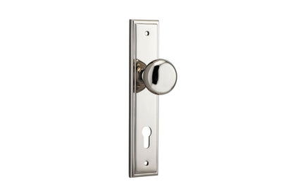 Iver Cambridge Door Knob Stepped Latch Pair, Passage Kit, Privacy Kit , Entrance Kit with High Security Lock - Polished Nickel