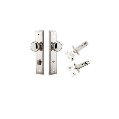Iver Cambridge Door Knob Stepped Latch Pair, Passage Kit, Privacy Kit , Entrance Kit with High Security Lock - Polished Nickel