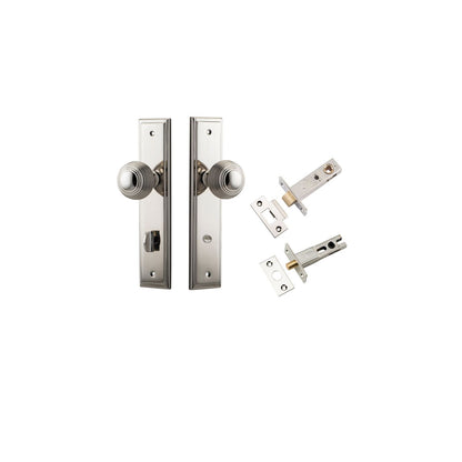 Iver Guildford Door Knob Stepped Latch Pair, Passage Kit, Privacy Kit , Entrance Kit with High Security Lock - Polished Nickel