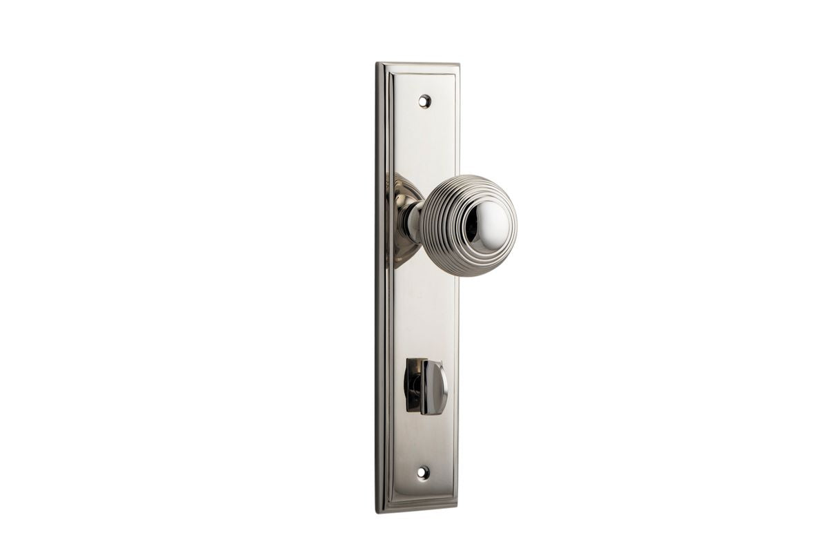 Iver Guildford Door Knob Stepped Latch Pair, Passage Kit, Privacy Kit , Entrance Kit with High Security Lock - Polished Nickel