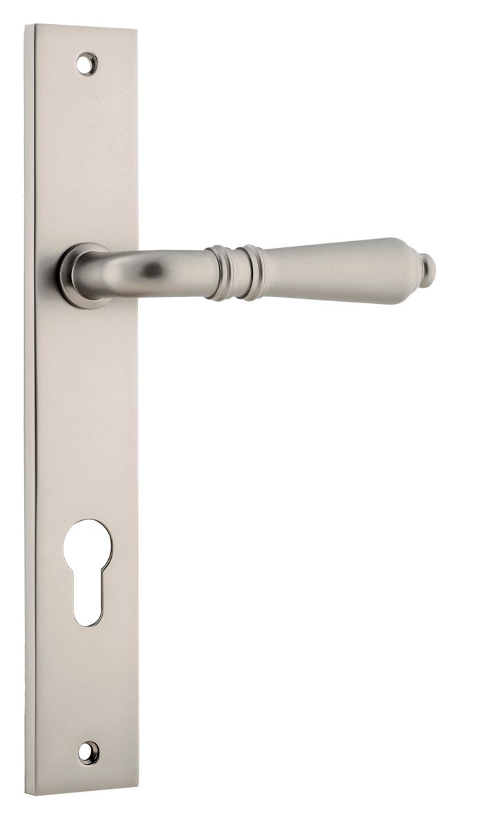 Iver Sarlat  Door Lever Rectangular Latch Pair, Passage Kit, Privacy Kit , Entrance Kit with High Security Lock - Satin Nickel