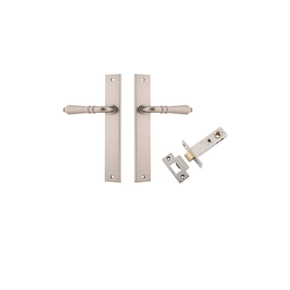 Iver Sarlat  Door Lever Rectangular Latch Pair, Passage Kit, Privacy Kit , Entrance Kit with High Security Lock - Satin Nickel