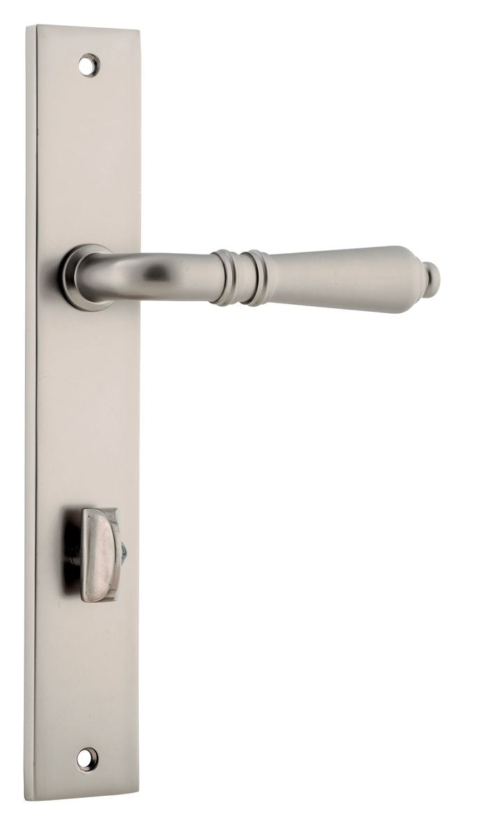 Iver Sarlat  Door Lever Rectangular Latch Pair, Passage Kit, Privacy Kit , Entrance Kit with High Security Lock - Satin Nickel