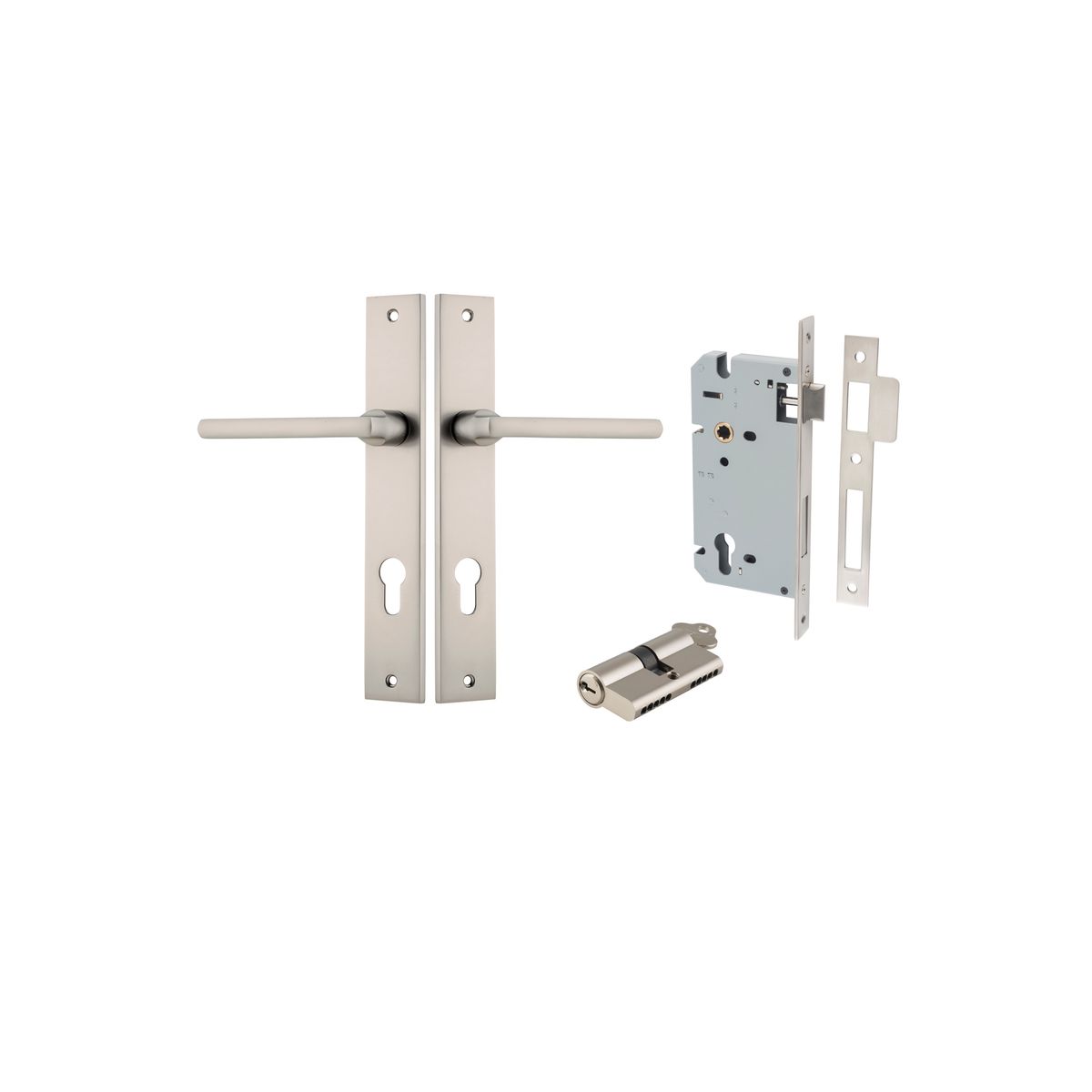 Iver Baltimore Door Knob Rectangular Latch Pair, Passage Kit, Privacy Kit , Entrance Kit with High Security Lock -Satin Nickel