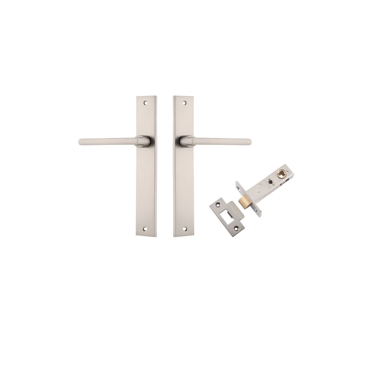 Iver Baltimore Door Knob Rectangular Latch Pair, Passage Kit, Privacy Kit , Entrance Kit with High Security Lock -Satin Nickel