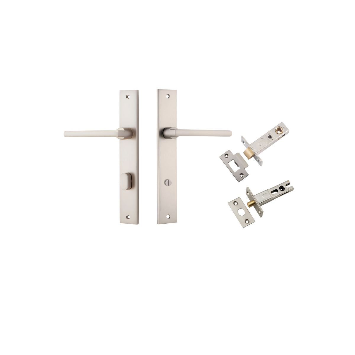 Iver Baltimore Door Knob Rectangular Latch Pair, Passage Kit, Privacy Kit , Entrance Kit with High Security Lock -Satin Nickel