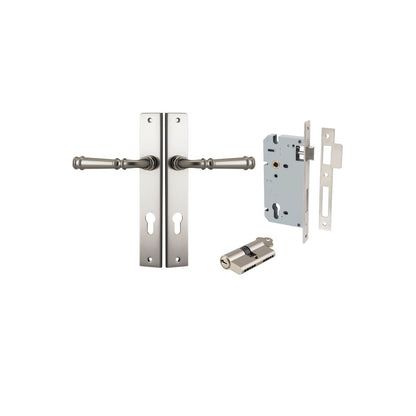 Iver Verona Door Lever Rectangular Latch Pair, Passage Kit, Privacy Kit , Entrance Kit with High Security Lock - Satin Nickel
