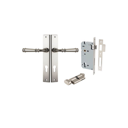Iver Verona Door Lever Rectangular Latch Pair, Passage Kit, Privacy Kit , Entrance Kit with High Security Lock - Satin Nickel