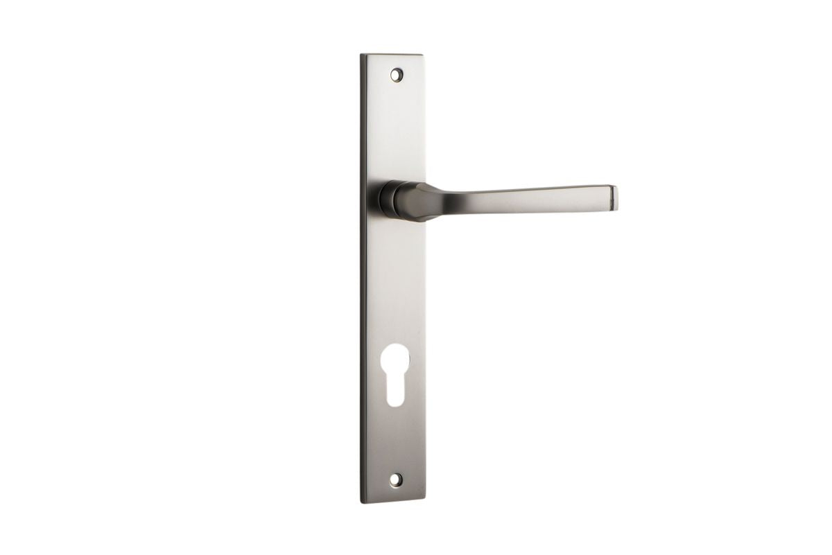 Iver Annecy Door Lever Rectangular Latch Pair, Passage Kit, Privacy Kit , Entrance Kit with High Security Lock -Satin Nickel