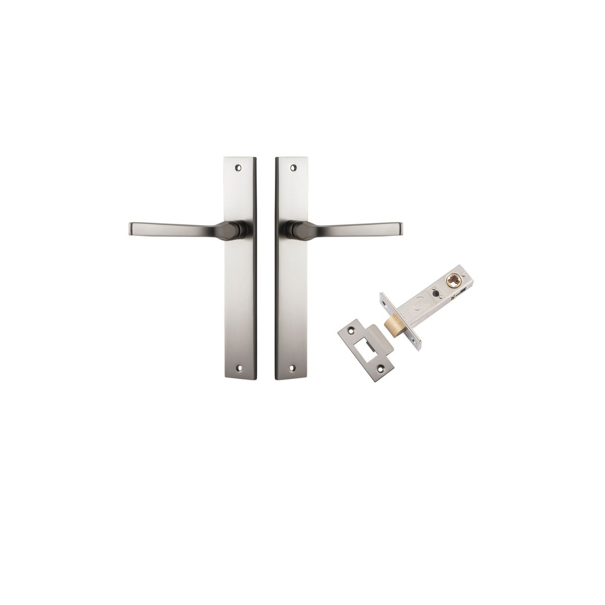 Iver Annecy Door Lever Rectangular Latch Pair, Passage Kit, Privacy Kit , Entrance Kit with High Security Lock -Satin Nickel