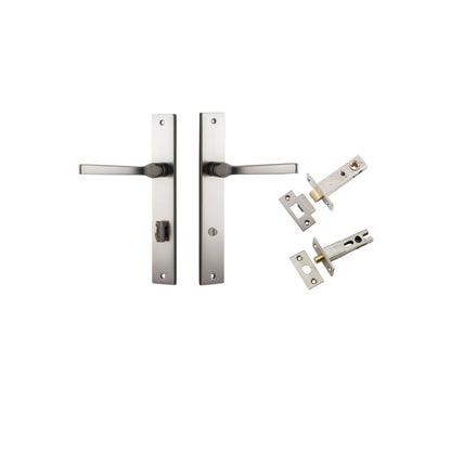 Iver Annecy Door Lever Rectangular Latch Pair, Passage Kit, Privacy Kit , Entrance Kit with High Security Lock -Satin Nickel