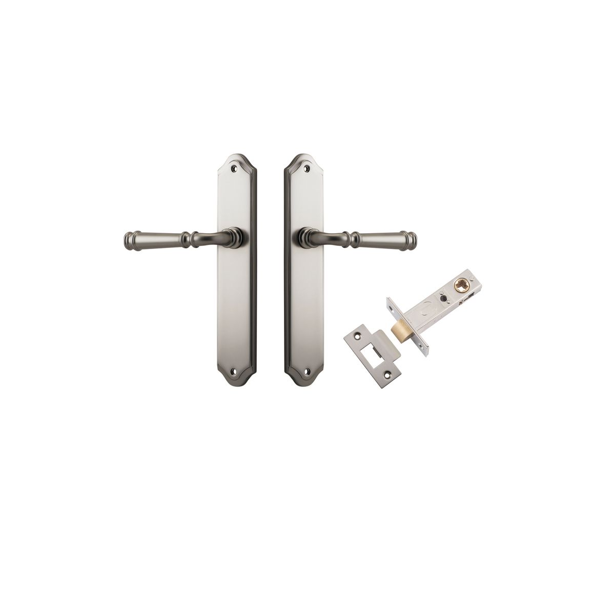 Iver Verona Door Lever Shouldered Latch Pair, Passage Kit, Privacy Kit , Entrance Kit with High Security Lock- Satin Nickel