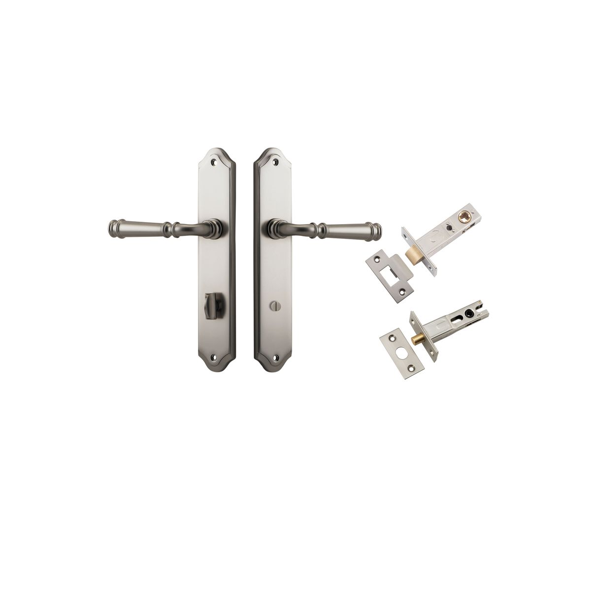 Iver Verona Door Lever Shouldered Latch Pair, Passage Kit, Privacy Kit , Entrance Kit with High Security Lock- Satin Nickel