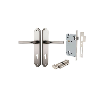 Iver Annecy Door Lever Shouldered Latch Pair, Passage Kit, Privacy Kit , Entrance Kit with High Security Lock -Satin Nickel