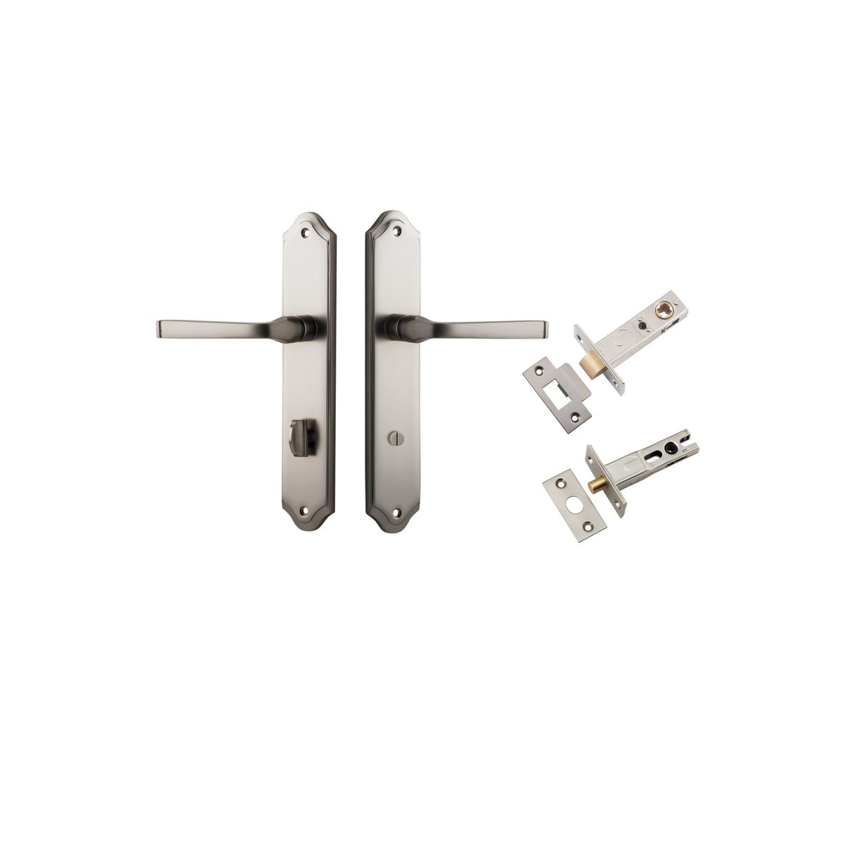 Iver Annecy Door Lever Shouldered Latch Pair, Passage Kit, Privacy Kit , Entrance Kit with High Security Lock -Satin Nickel