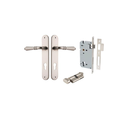 Iver Sarlat  Door Lever Oval Latch Pair, Passage Kit, Privacy Kit , Entrance Kit with High Security Lock - Satin Nickel
