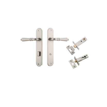 Iver Sarlat  Door Lever Oval Latch Pair, Passage Kit, Privacy Kit , Entrance Kit with High Security Lock - Satin Nickel