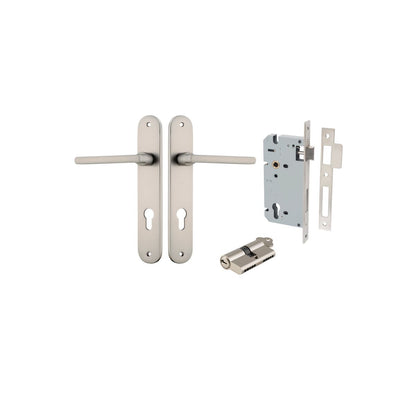 Iver Baltimore Door Knob Oval Latch Pair, Passage Kit, Privacy Kit , Entrance Kit with High Security Lock -Satin Nickel